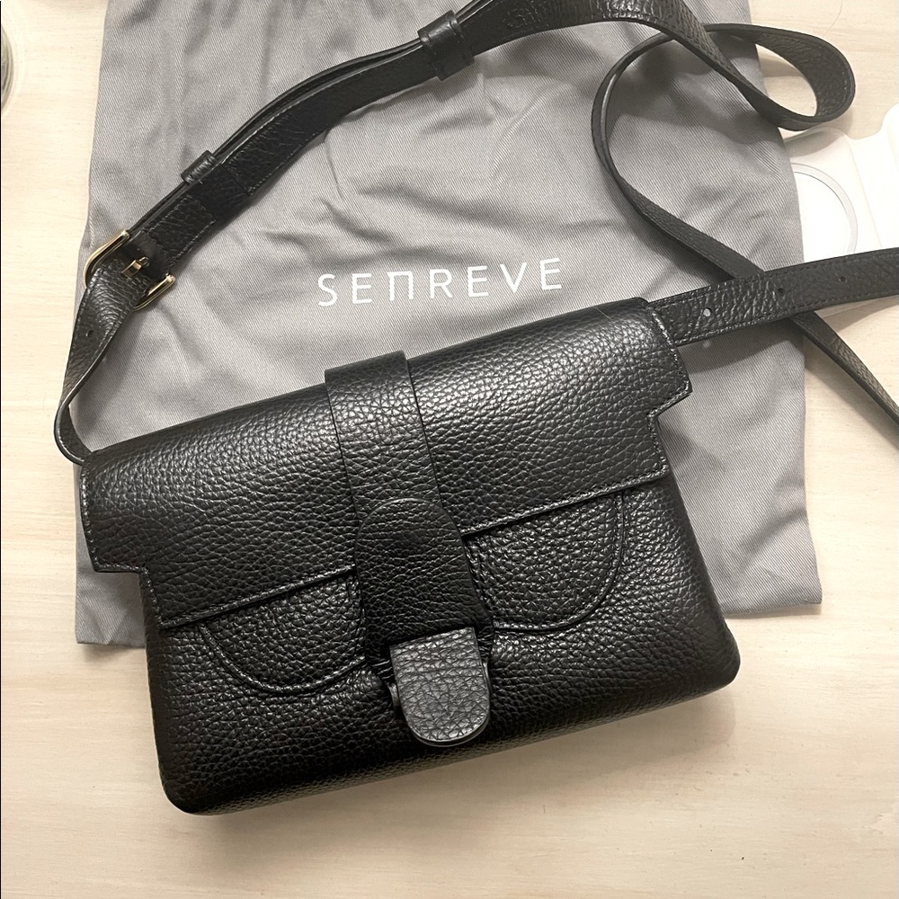 Senreve Aria belt bag in dolce leather charcoal